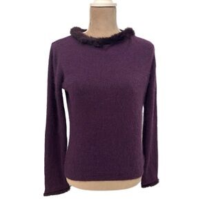 Pursuits Y2K Sweater Womens Sz M Plum Angora Wool Capsule Knit Vintage Hong Kong